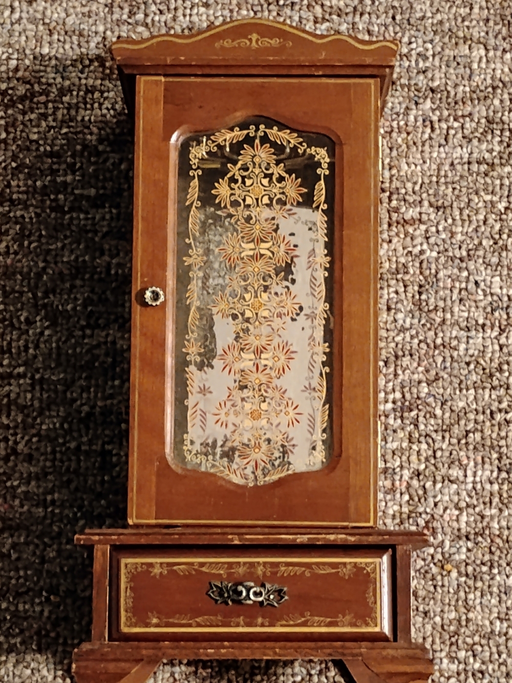 Vintage 1970s Wooden Musical Jewelry Armoire Cabinet (Working!)